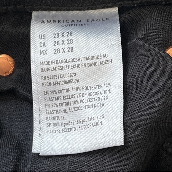 American Eagle AE AirFlex 360 Patched Slim Jean Real Good Black Blaze Sz 28 x 28 - Picture 4 of 14